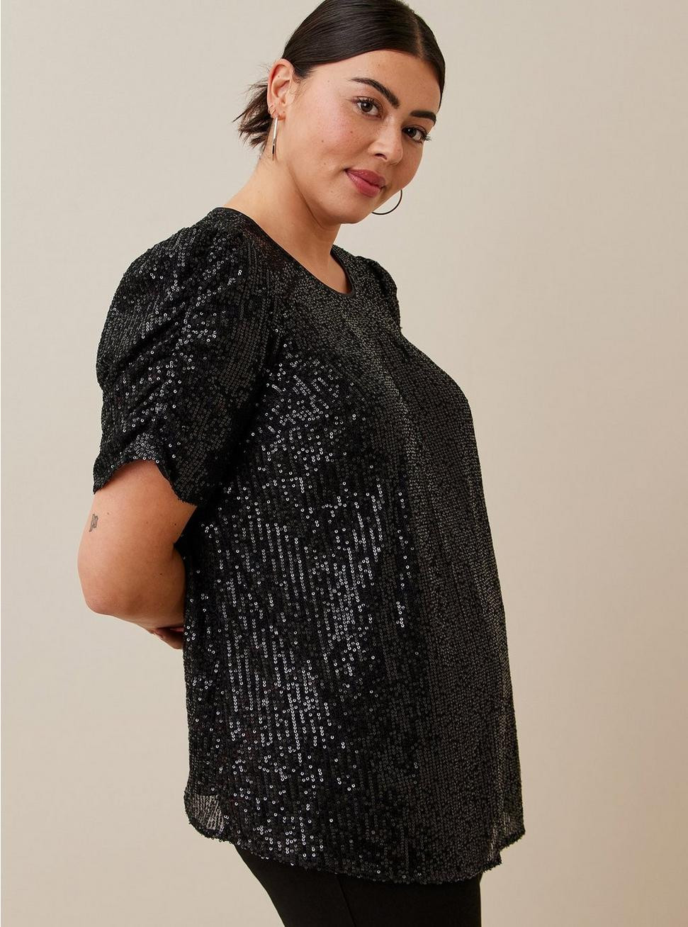 Sequin Ruched Sleeve Top | Torrid (US & Canada)