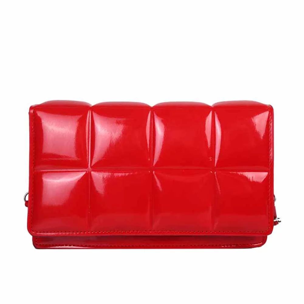 Toutek Fashion Women Checker Pattern PU Messenger Bag Solid Color Handbags (Red) | Walmart (US)