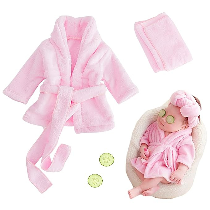 M&G House Newborn Photography Props Bathrobe Outfits Girl Baby Robe Bath Towel Costume Sets 0-6 M... | Amazon (US)