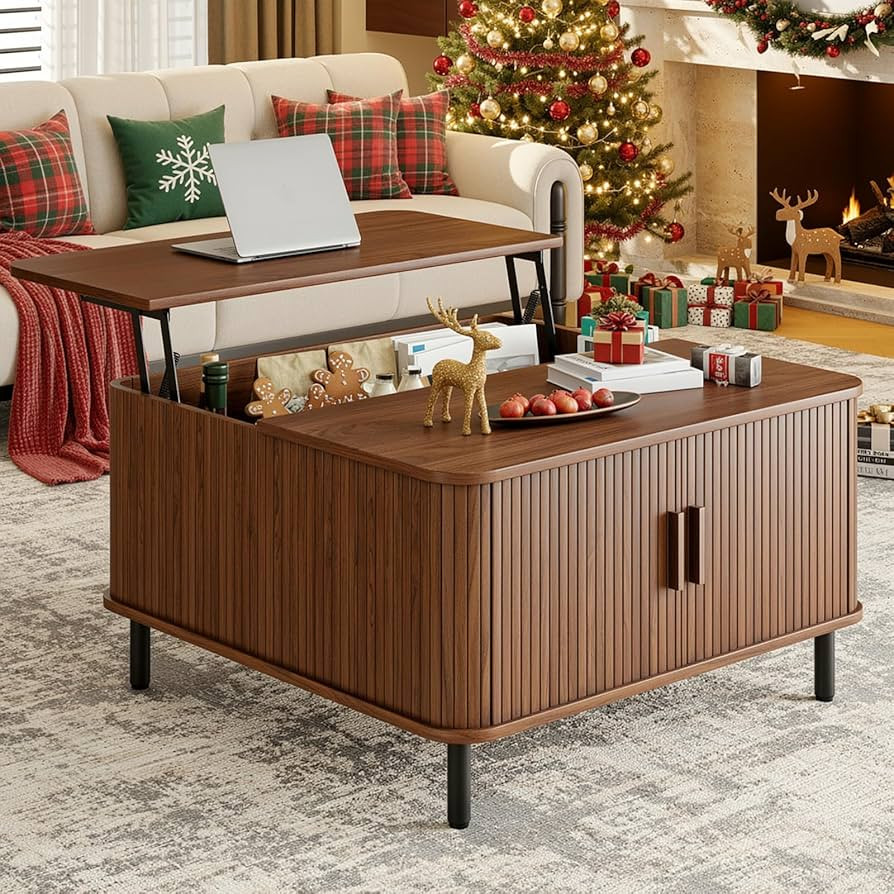 ONBRILL Lift Top Coffee Table with Large Hidden Compartment, Wood Square Coffee Table with Adjust... | Amazon (US)