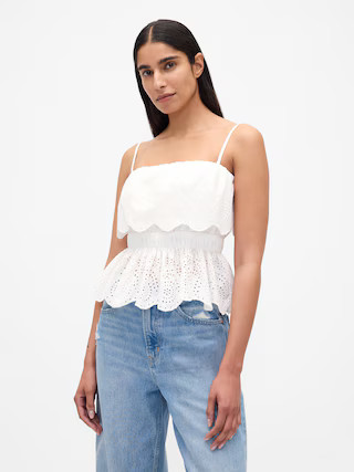 Poplin Eyelet Ruffle Top | Gap (US)