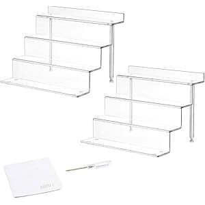 NIUBEE 2 Pack Acrylic Riser Display Shelf for Amiibo Funko POP Figures, Cupcakes Stand for Table,... | Amazon (US)