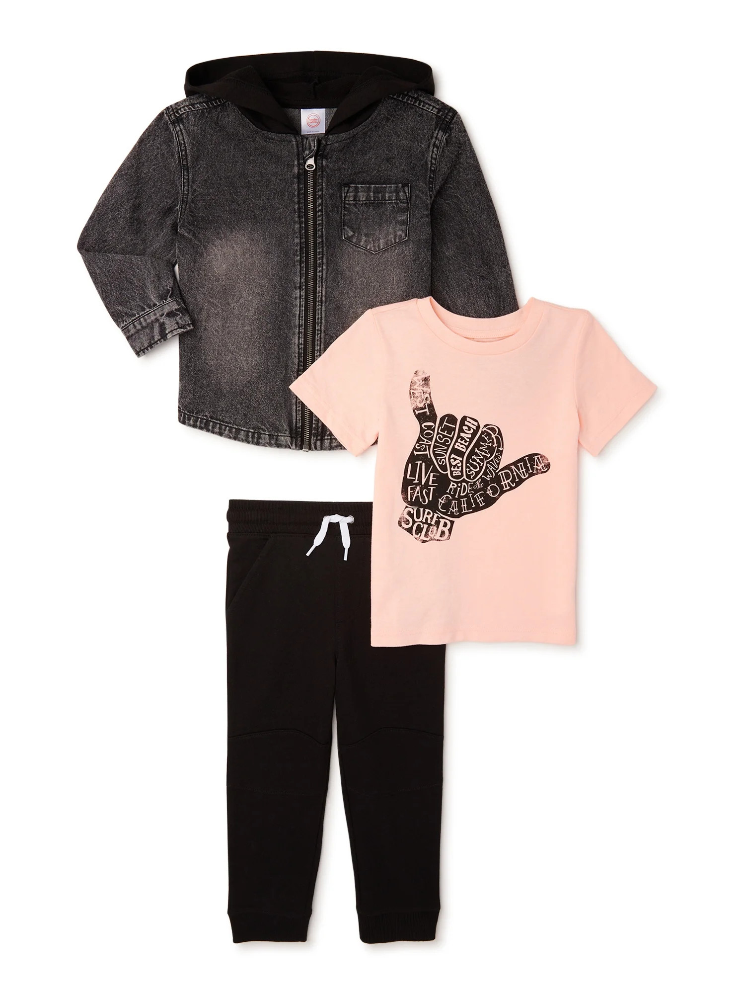 Wonder Nation Baby and Toddler Boy Jacket, T-Shirt and Joggers, 3-Piece Outfit Set, Sizes 12M-5T | Walmart (US)