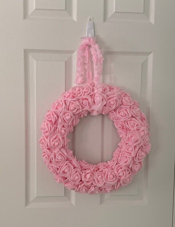Pink Foam Rose Floral Wreath | Etsy (US)