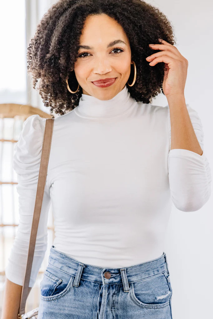 Don't Keep Me Waiting White Puff Sleeve Bodysuit | The Mint Julep Boutique