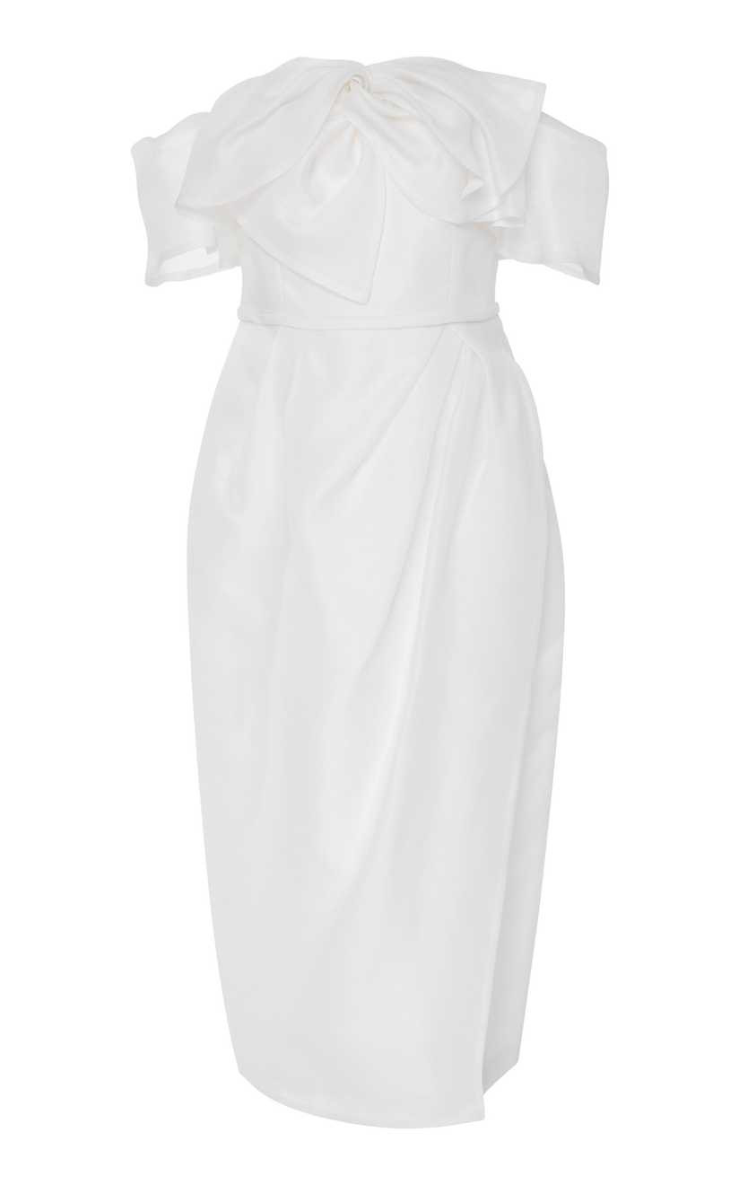 Harley Off-The-Shoulder Bow-Embellished Silk Midi Dress | Moda Operandi Global
