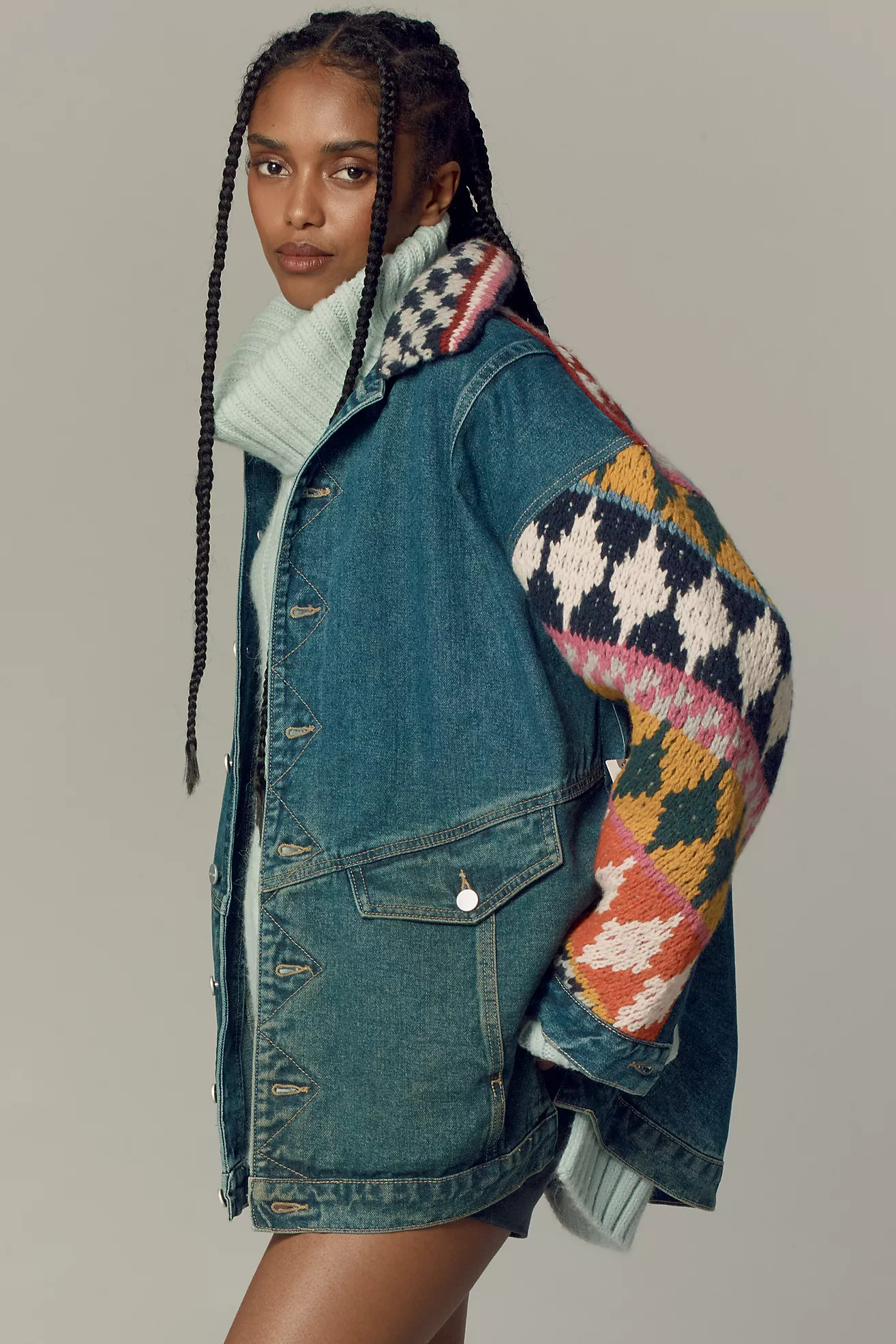 Pilcro Crochet Denim Sweater Jacket | Anthropologie (US)