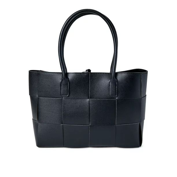 Jane & Berry Women's Adult Woven Faux Leather Tote Handbag Black - Walmart.com | Walmart (US)