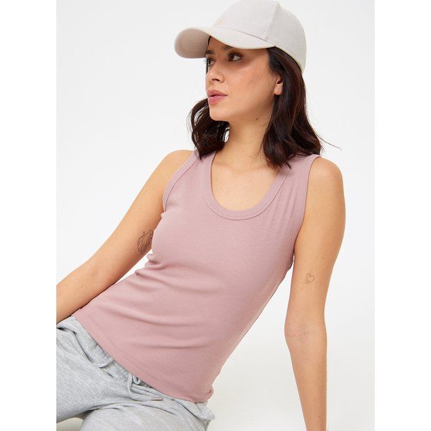 Buy Pink Ribbed Vest Top 8 | Camisoles and vests | Tu | Tu Clothing
