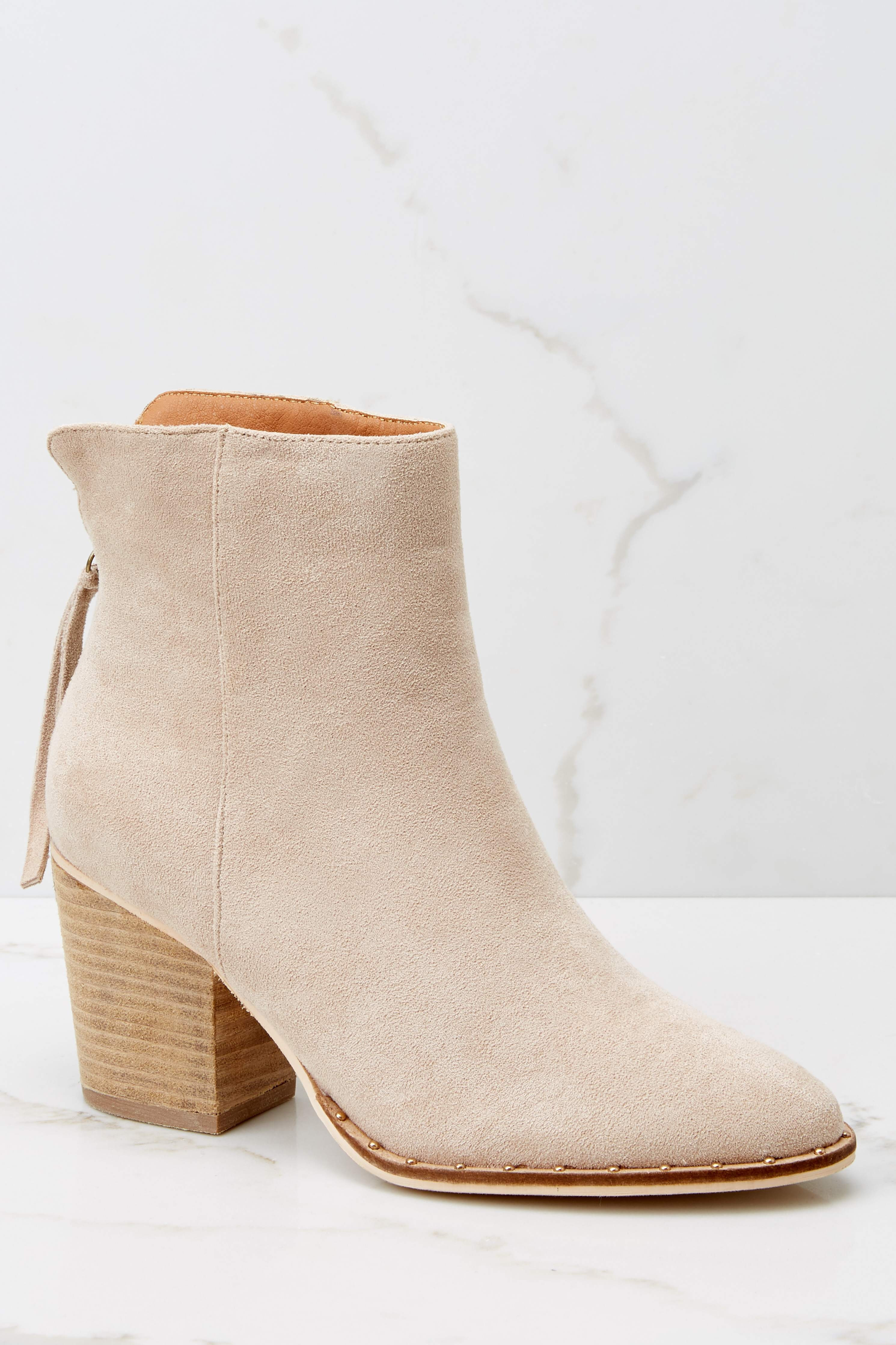 Taking These With Me Light Taupe Ankle Booties | Red Dress 