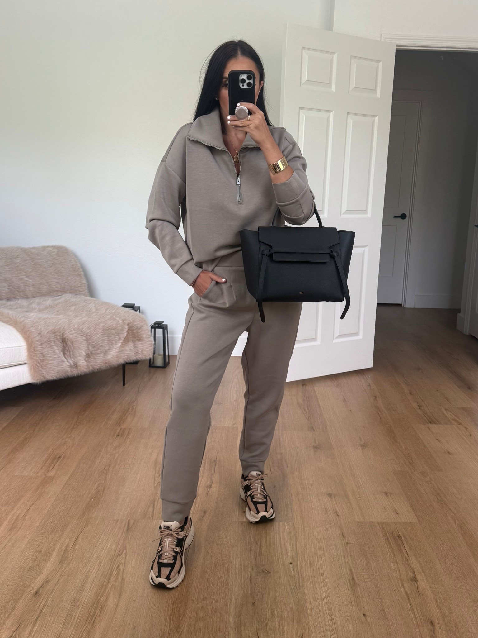 Walmart Finds: Avia Women's and Women's Plus Knit Quarter Zip Pullover paired with Avia Women's and Women's Plus Knit Pleat Joggers with Pockets, available in size medium only for $17. 