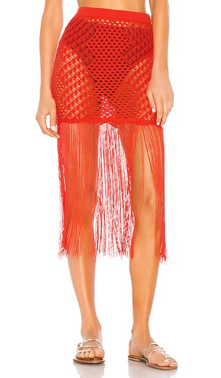 Ipanema Crochet Skirt in Coral Red | Revolve Clothing (Global)