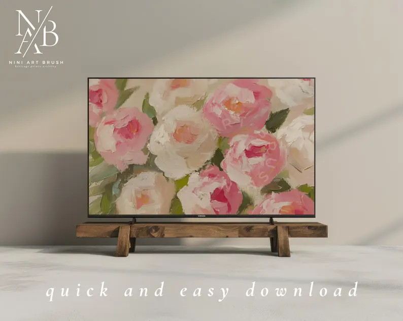 Rose Frame TV Art Vintage Valentines Frame TV Art Spring Samsung Frame TV Art Floral Oil Painting... | Etsy (Global)