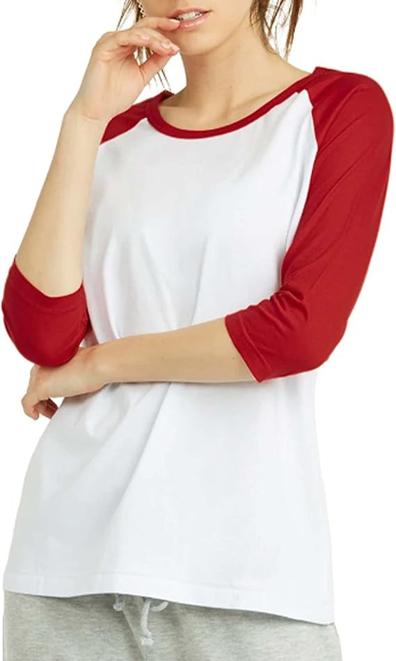 ShyCloset Women 3/4 Sleeve Baseball Tee - Raglan Shirts Jersey Tops Quarter Sleeve Shirt Tees | Amazon (US)