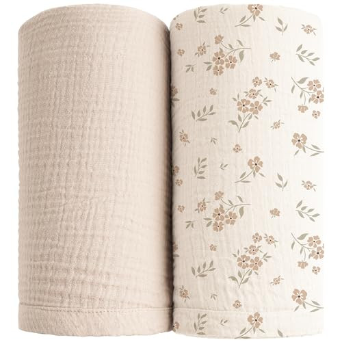 Konssy Muslin Swaddle Blankets for Boys Girls, 2 Pack Receiving Baby Blanket Large 47 x 47 inches... | Amazon (US)