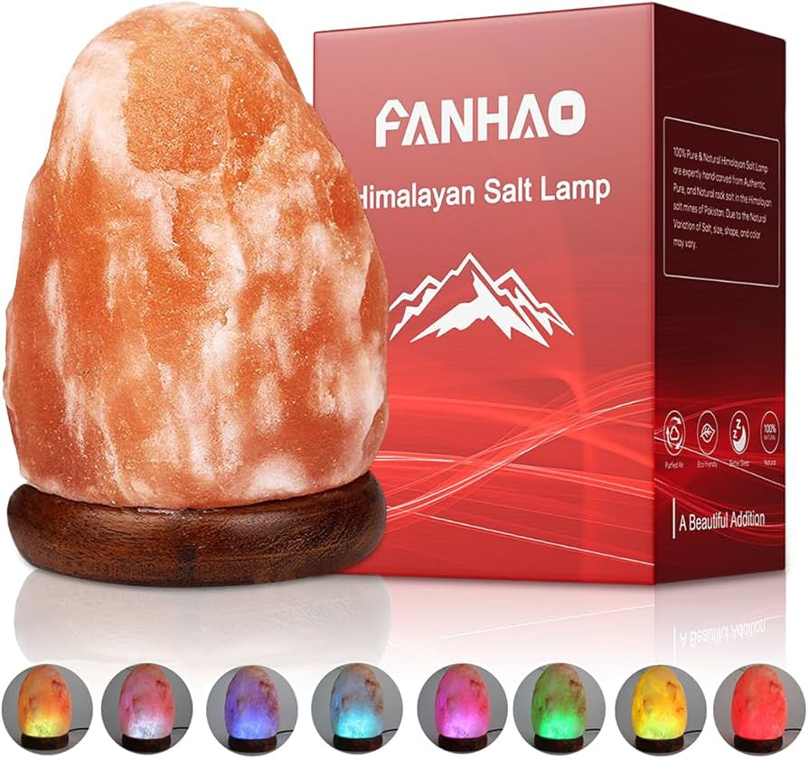 FANHAO USB Himalayan Salt Lamp with 8 Colors Changing, Natural Crystal Salt Light Glow Hand Craft... | Amazon (US)