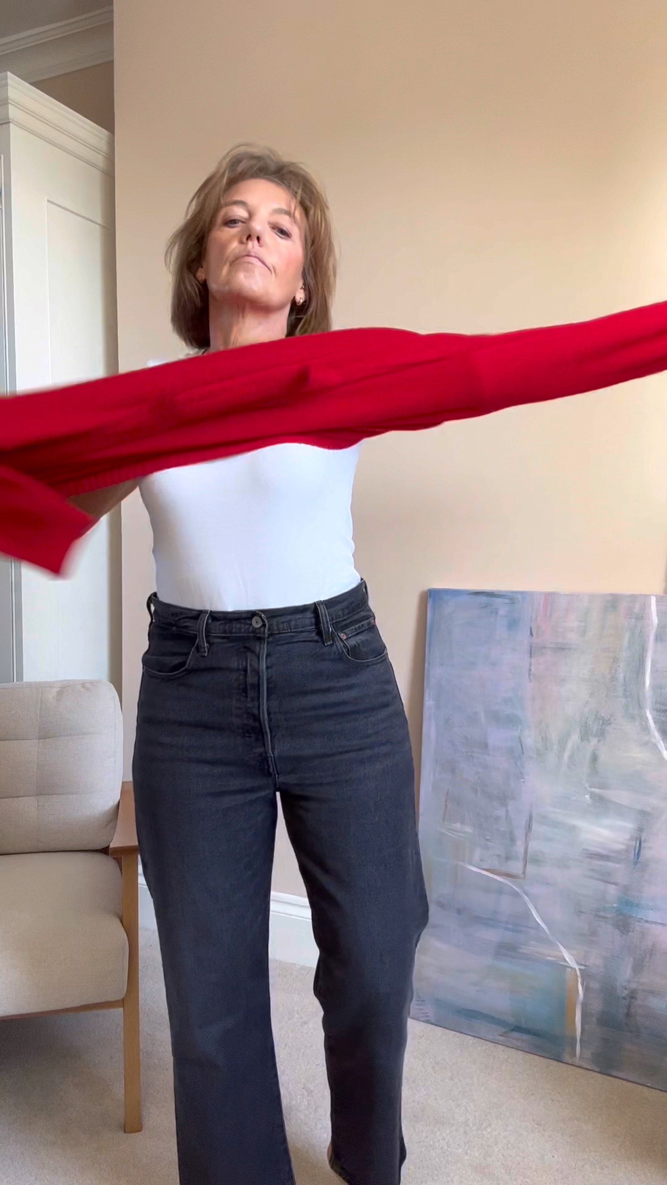 Red & Black Outfit 
Levi’s Jeans are in the Black Friday Deals
I wear 31/29
Jumper is Baukjen on stories but I’ve listed alternatives below 
Cos coat I wear a small





#LTKmidsize #LTKover40 #LTKVideo