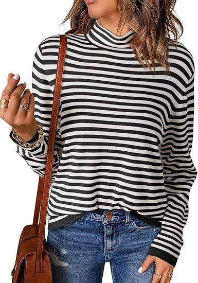 Dokotoo Women's Lightweight Sweaters 2024 Fashion Striped Long Sleeve Sweaters Casual Pullover Tu... | Amazon (US)