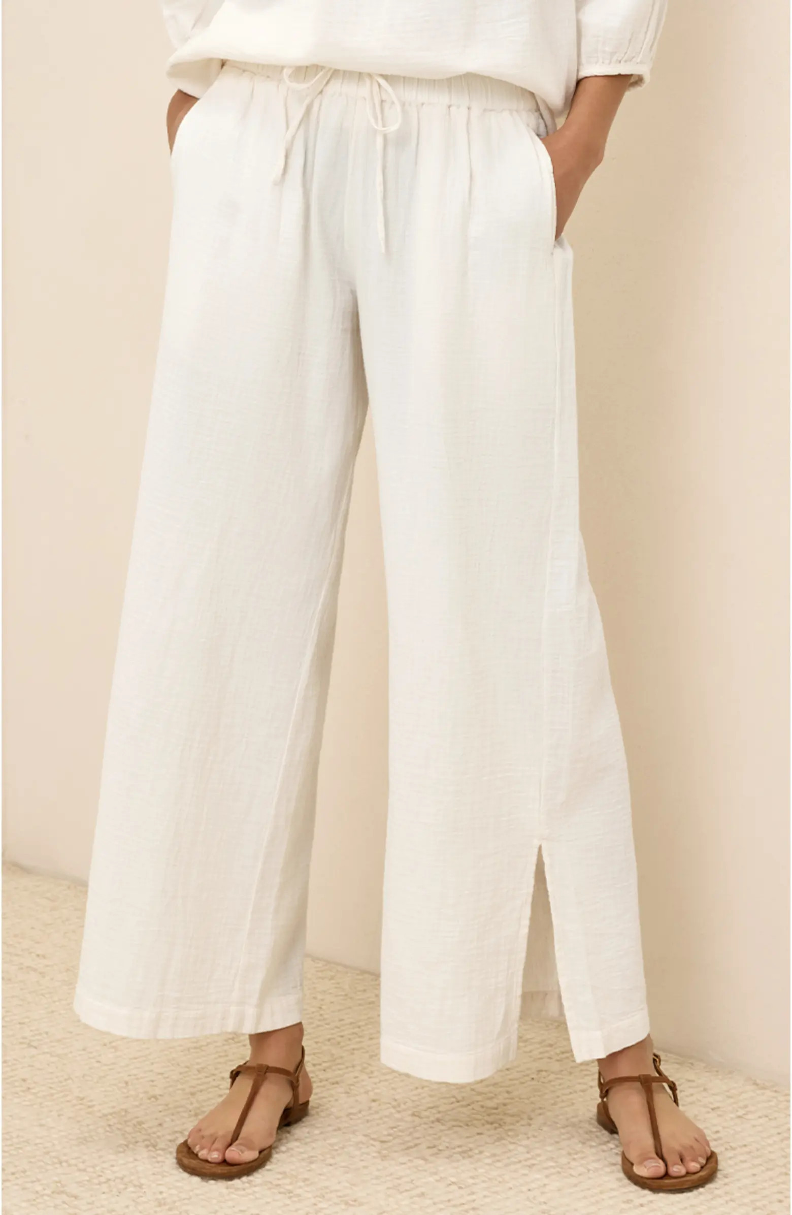 Organic Cotton Coastal Double Gauze Split Hem Pant | Nordstrom