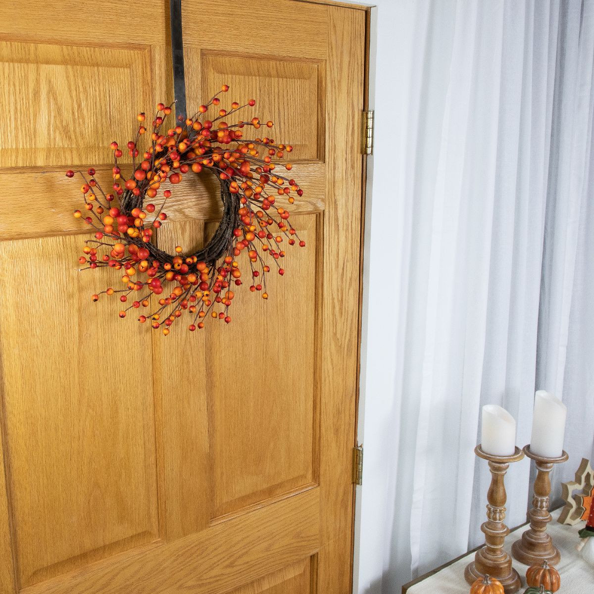 Northlight Orange Berries and Twig Artificial Fall Harvest Wreath 14- Inch, Unlit | Target