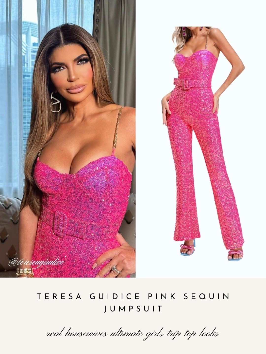 Teresa Guidence’s Pink Sequin Jumpsuit 📸 = @teresaguidence