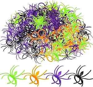 Boao 120 Pieces Spider Rings Plastic Cupcake Topper Halloween Party Favors (Multicolor) | Amazon (US)