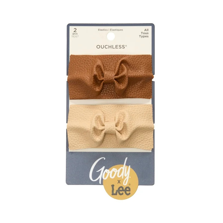 Goody x Lee Faux Leather Ponytail Cuffs, Ouchless Elastic, Gentle Hold, All Hair Types, 2 Count | Walmart (US)