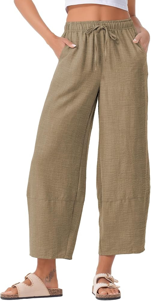EVALESS Womens Baggy Wide Leg Pants Casual Drawstring Elastic Waisted Palazzo Harem Trousers with... | Amazon (US)