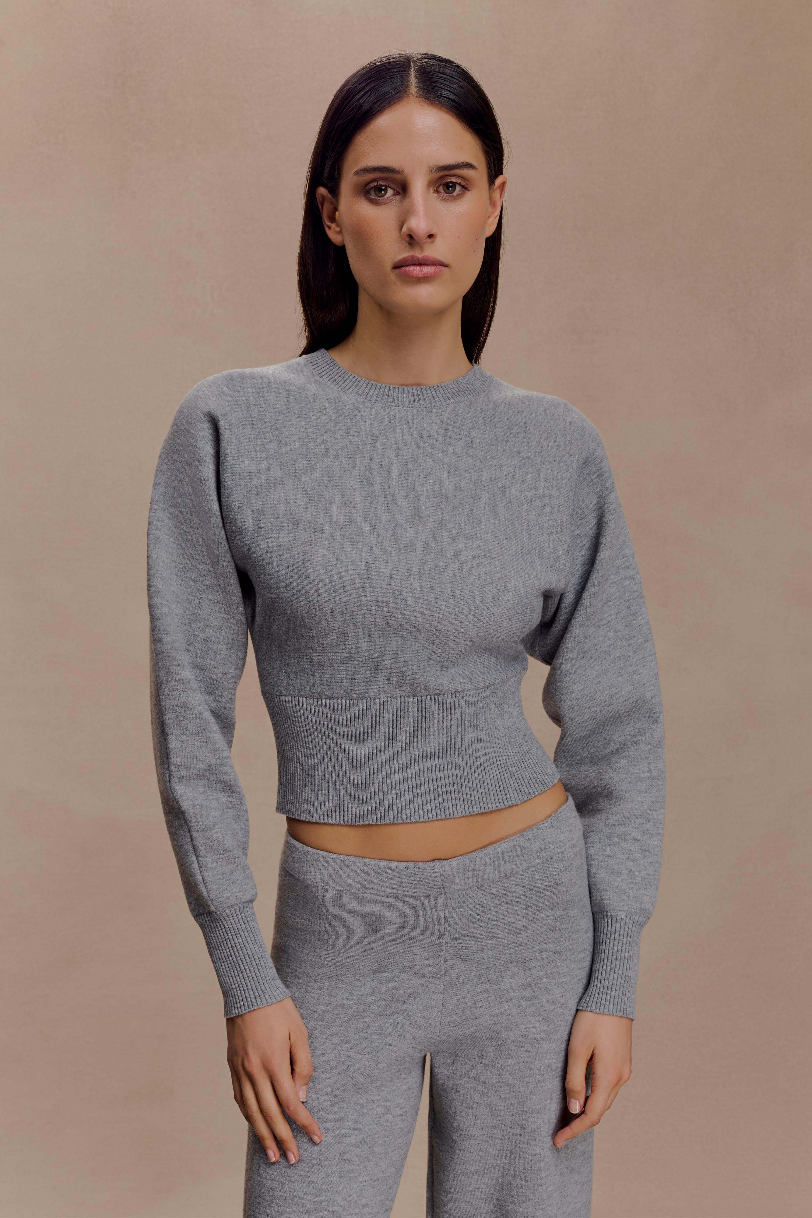 Ciaralee Cinched Waist Jumper- Grey Marle | MESHKI US