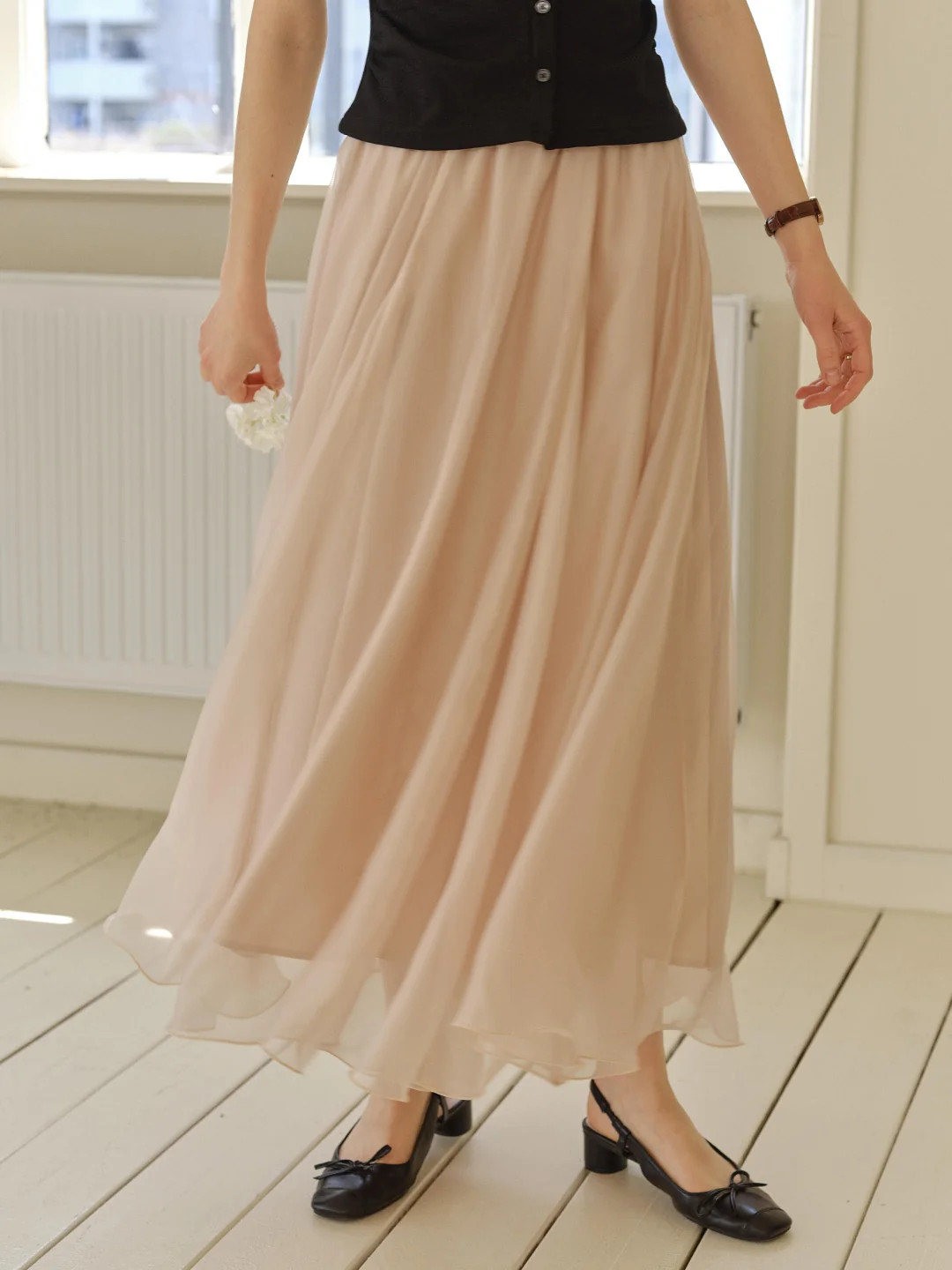 Helena Light-Knit Draping Maxi Skirt | Simple Retro