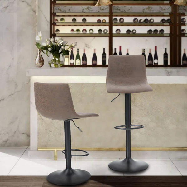 Alsey Ebern Designs Adjustable Height Swivel Bar Stool (Set of 2) | Wayfair North America