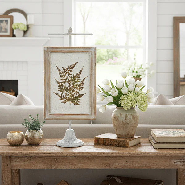Framed Pressed Botanical Fern Art on Stand - Decor Steals | Decor Steals