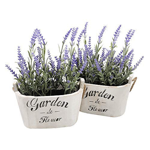 Butterfly Craze Artificial Lavender Plants in Wooden Planters – Beautiful, Lifelike Faux Silk Floral | Amazon (US)