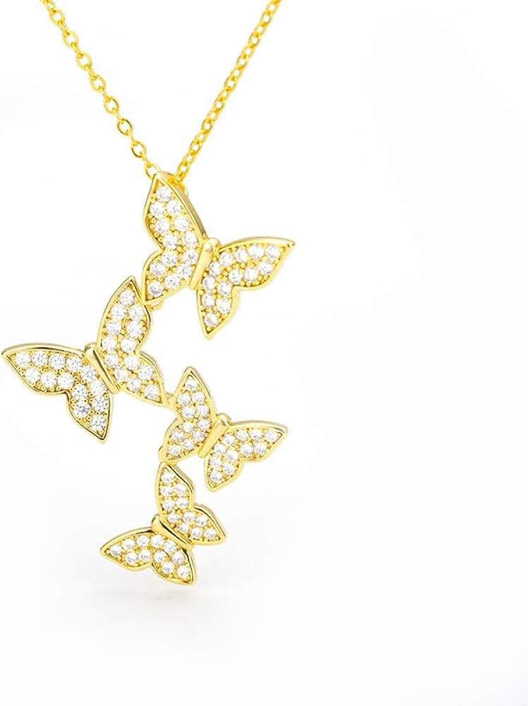 Real 925 Sterling Silver Long Zircon Butterfly Necklaces Pendant Fashion Sterling Silver Jewelry ... | Amazon (US)