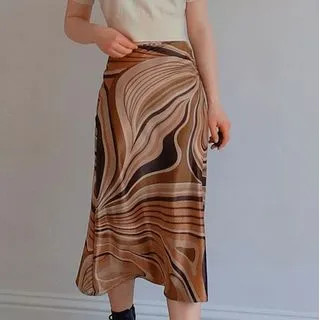 High-Waist Printed Midi Skirt | YesStyle Global