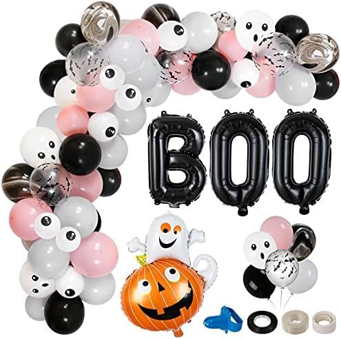 130Pcs Pink & Black Halloween Balloons Arch Garland Kit-128Pcs Pink Black Silver Latex Balloons B... | Amazon (US)