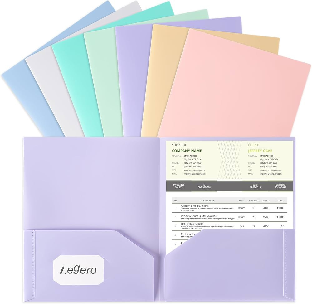 Aegero Plastic Folders with Pockets (7 Pack, Sweet Colors) | Amazon (US)