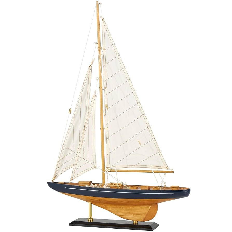 Deco 79 Wood Sail Boat Decorative Sculpture Home Decor Statue with Beige and Navy Accents and Lif... | Amazon (US)
