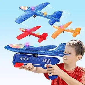 3 Pack Airplane Launcher Toy, 12.6" Foam Glider Led Plane, 2 Flight Mode Catapult Plane for Kids ... | Amazon (US)