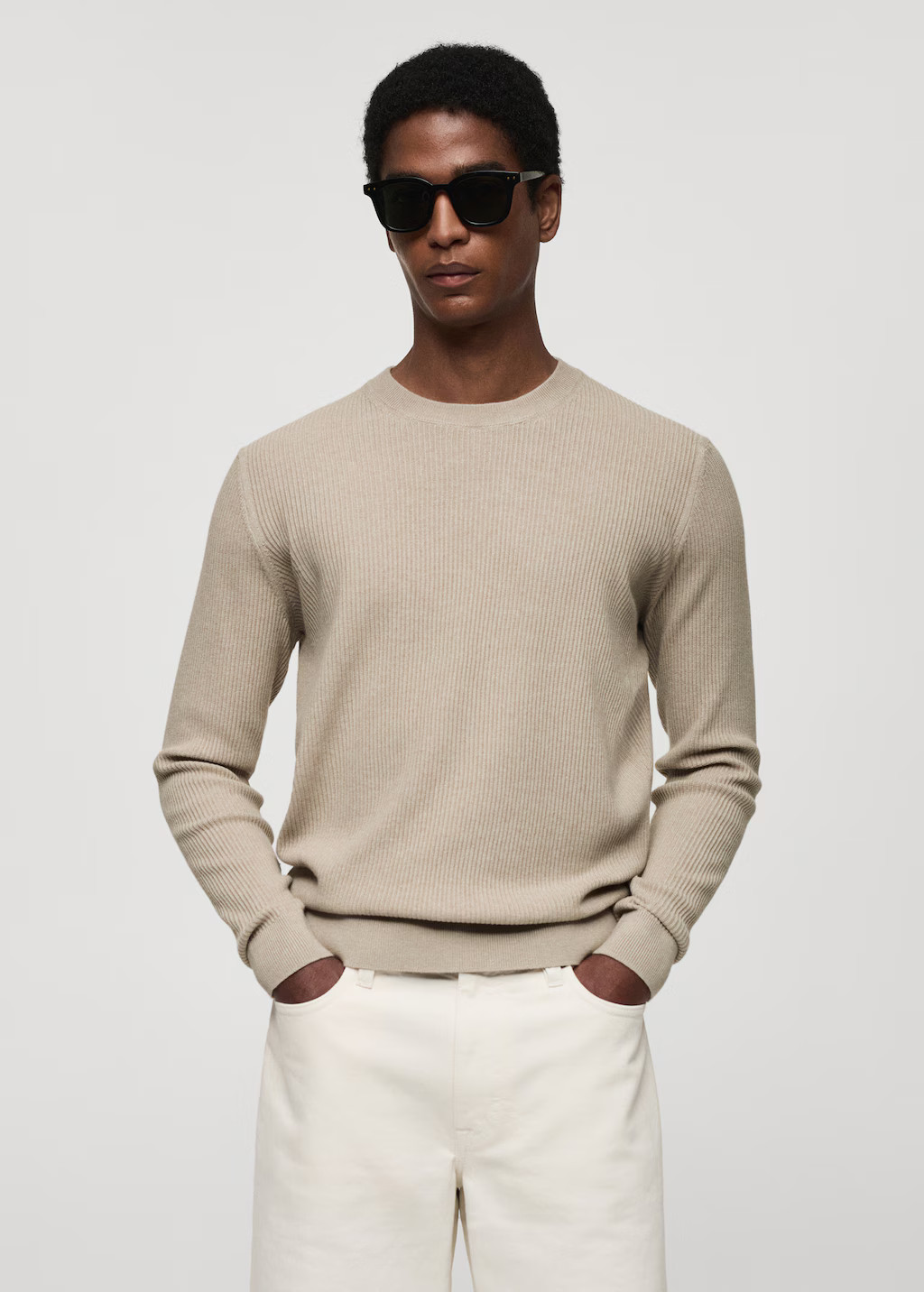 Ribbed cotton knitted sweater - Men | MANGO USA | MANGO (US)