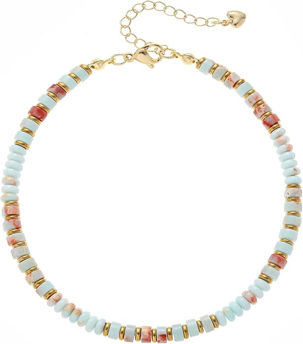 XIJIN Natural Stone Beaded Anklets for Women Handmade Beach Boho Turquoise Beads Ankle Bracelet J... | Amazon (US)