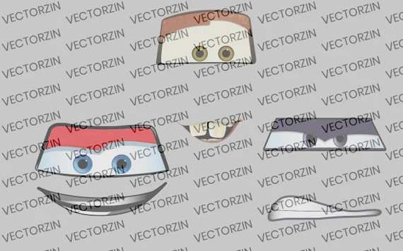 Cars Faces Vector Digital Decals Clipart Eps Jpg Png Pdf - Etsy | Etsy (US)