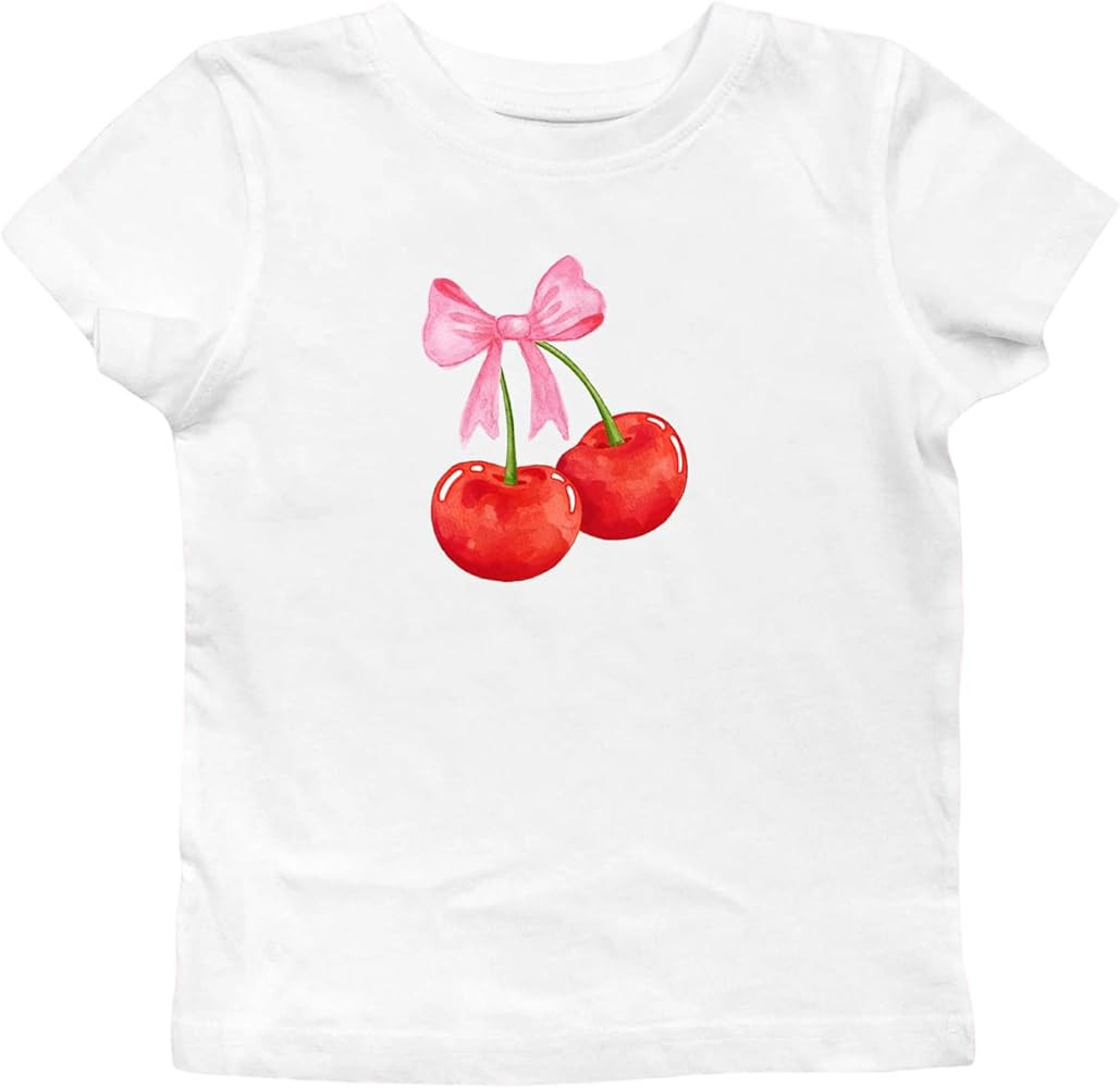 Short Sleeve Graphic T Shirts for Women Teens Y2k Bow Print Aesthetic Crop Tops Cute Baby Tee Sum... | Amazon (US)