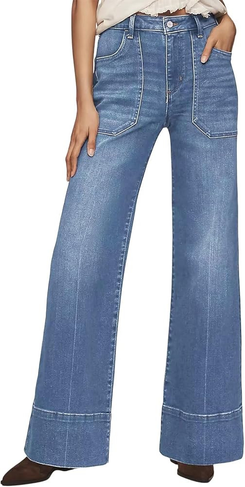 Allimy Women's High Waisted Wide Leg Baggy Front Pockets Jeans – Trendy 2026 Collection | Amazon (US)