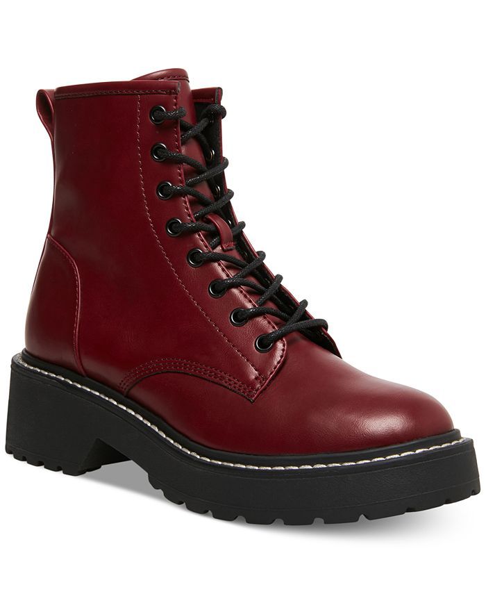 Madden Girl Carra Lace-Up Lug Sole Combat Boots & Reviews - Boots - Shoes - Macy's | Macys (US)