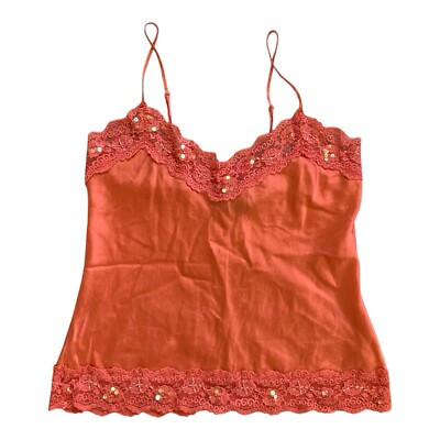 New York & Company Silk Tank Top Fairy Cami Lace Trim Sequin  Y2K Going Out Club  | eBay | eBay CA