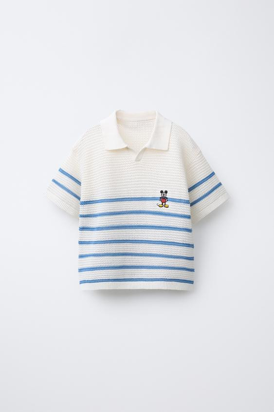 MICKEY MOUSE © DISNEY KNIT COTTON LINEN POLO SHIRT | Zara US