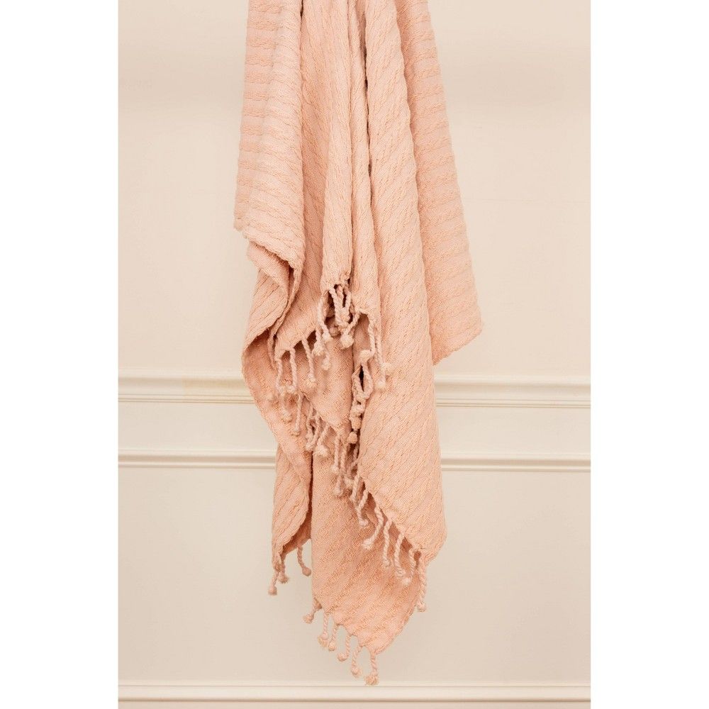 50""x60"" Textured Striped Throw Blanket Blush - Rizzy Home | Target