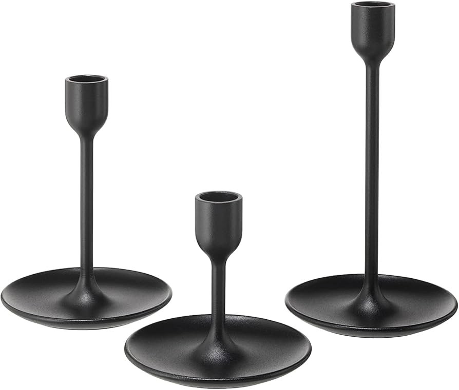 IKEA FULLTALIG Candlestick, set of 3 Powder Coating Black Aluminum Candlestick Holder for taper c... | Amazon (US)