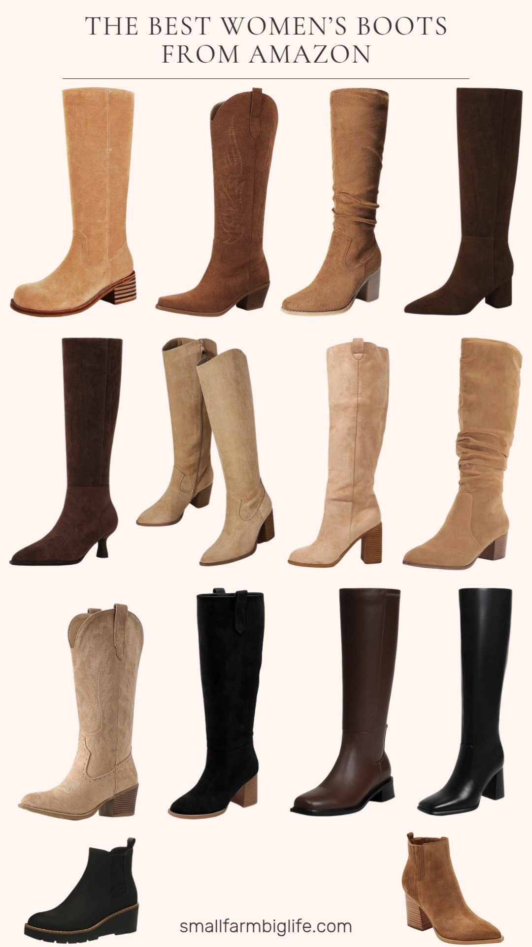 Amazon boot favorites you’ll wear all season! 🤎 From chic black boots to rich brown and tan boots, plus the best knee high boots, ankle boots, and everyday flat boots. Whether you love a block heel or a sleek kitten heel, these styles go with everything and elevate any fall or winter outfit. 🥾✨ 

 #LTKOver40 #LTKFindsUnder100 #LTKShoeCrush